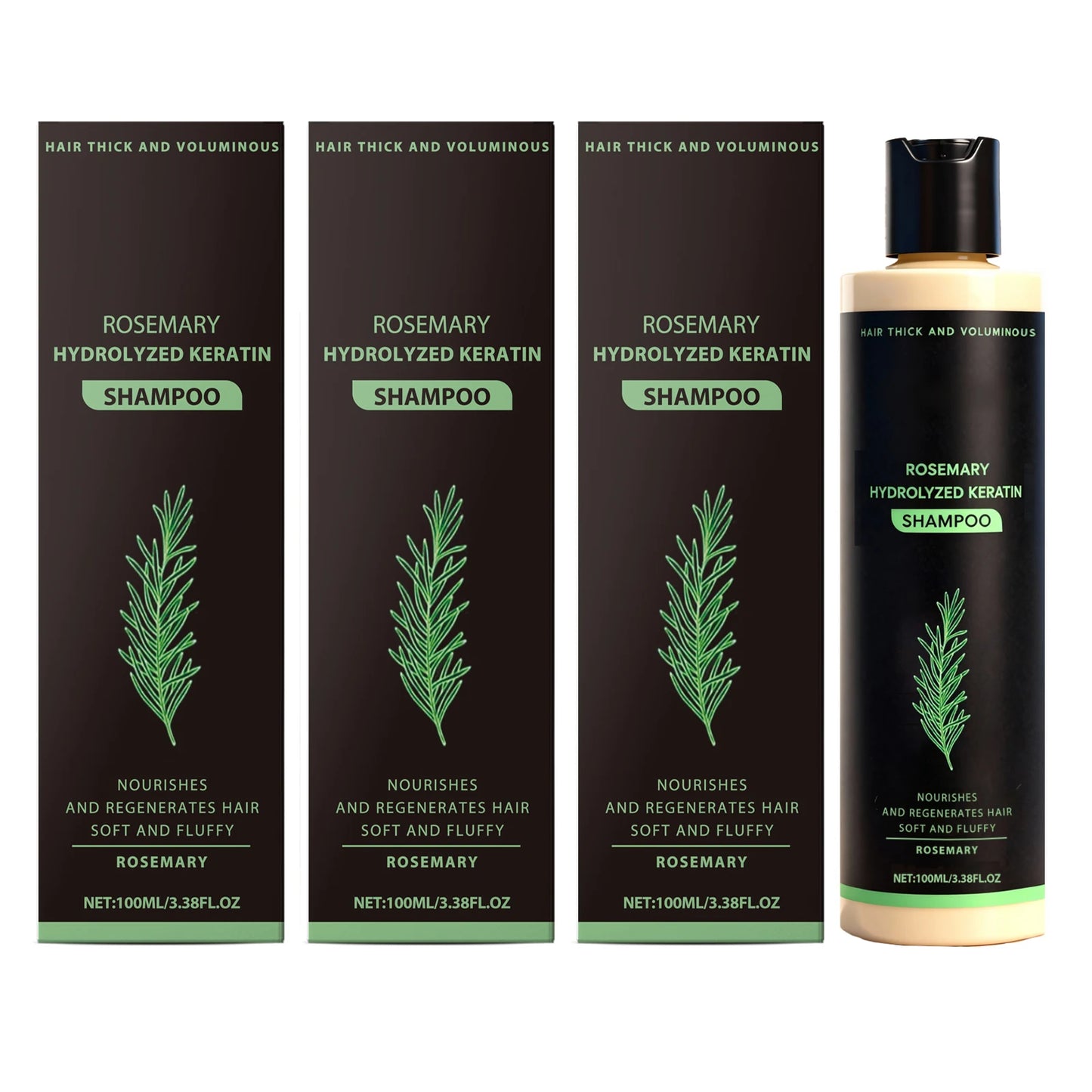 Rosemary Volumizing Shampoo Repair Hair Roots Soothing Scalp Promote Hair Growth Control Oil Reduce Odor Moisturizing Shampoo Peaceful Pleasures Health and Wellness 3 x 100ml Boxed
