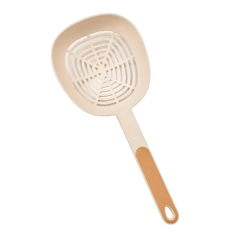 Leak Kitchen Pasta Spoon Fishing Dumplings Long Handle Food Grade High Temperature Resistant Spaghetti Large Funnel Peaceful Pleasures Health and Wellness orange