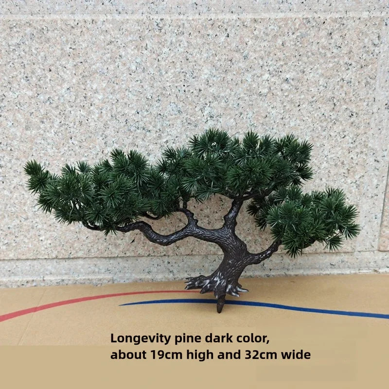 Simulation Welcoming Pine Bonsai Desktop Decor Simulation Plant Small Potted Living Room Green Plant Decoration Ornaments Peaceful Pleasures Health and Wellness E 1pcs