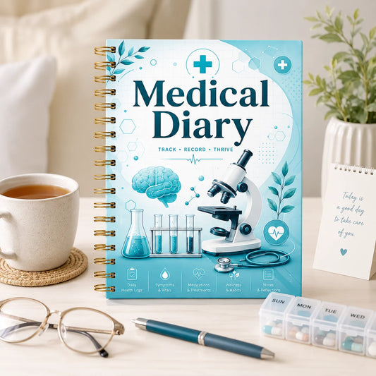 Medical Diary A5 Spiral Health Journal Daily Logs Wellness Tracker Peaceful Pleasures Health and Wellness Default Title