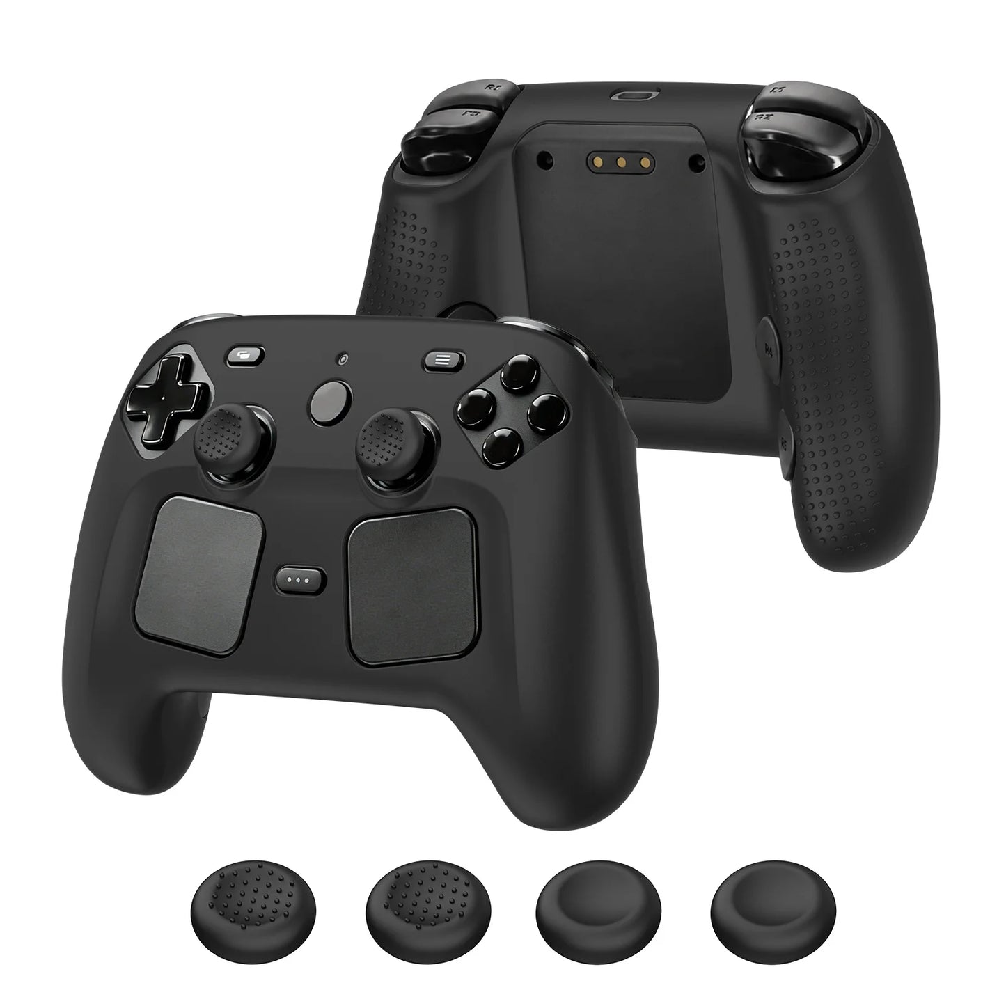 Silicone Protective Case for Steam Controller 2 Accessories Protective Cover with Joystick Caps Lightweight Shockproof No Odor Peaceful Pleasures Health and Wellness Black Case
