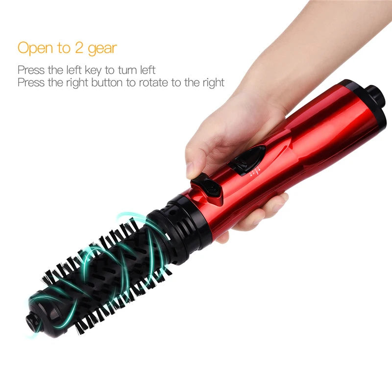 Rotating Hair Dryer Brush Electric Blow Drier Comb Hot Air Straightener Curler Iron One Step 2 Gears Blower Replaceable 2 Heads Peaceful Pleasures Health and Wellness