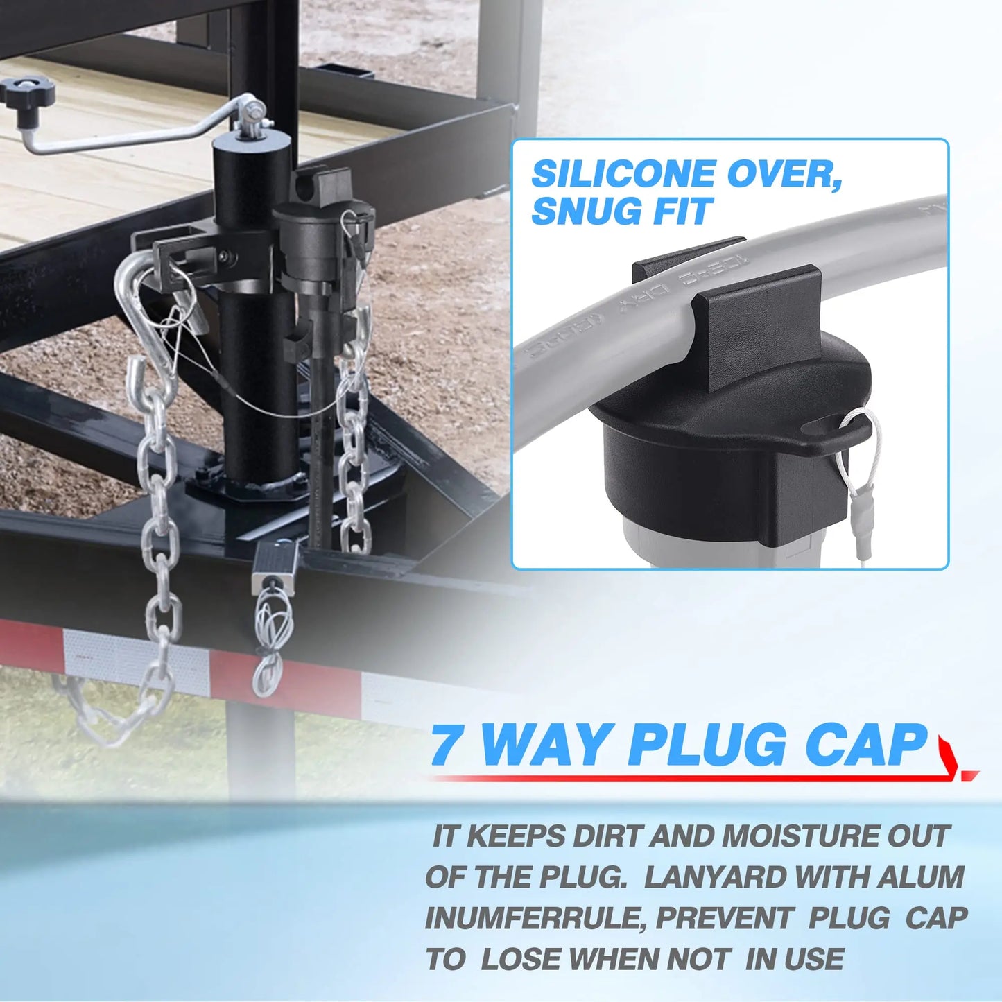 Aluminum Front Trailer Jack Chain Bracket One-piece 7-Pin Plug Mount