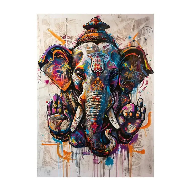 Abstract Graffiti Canvas Wall Art | Colorful Surreal Print