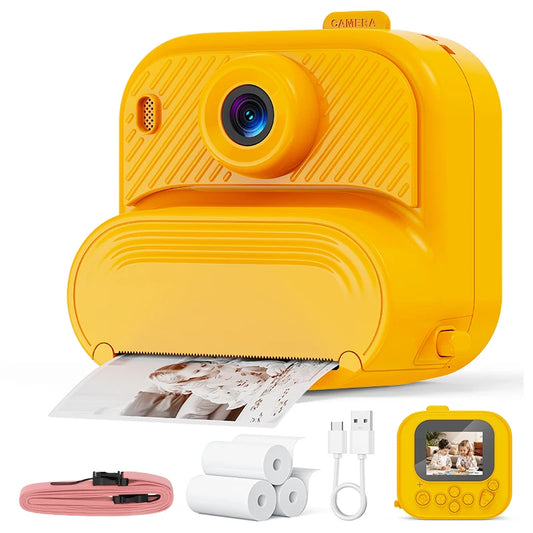 DIY Instant Print Camera 48MP Toddler Camera Instantanea 1080P HD Kids Camera Ages 3-12 Toy Cameras Christmas Gifts for Kids Peaceful Pleasures Health and Wellness Yellow