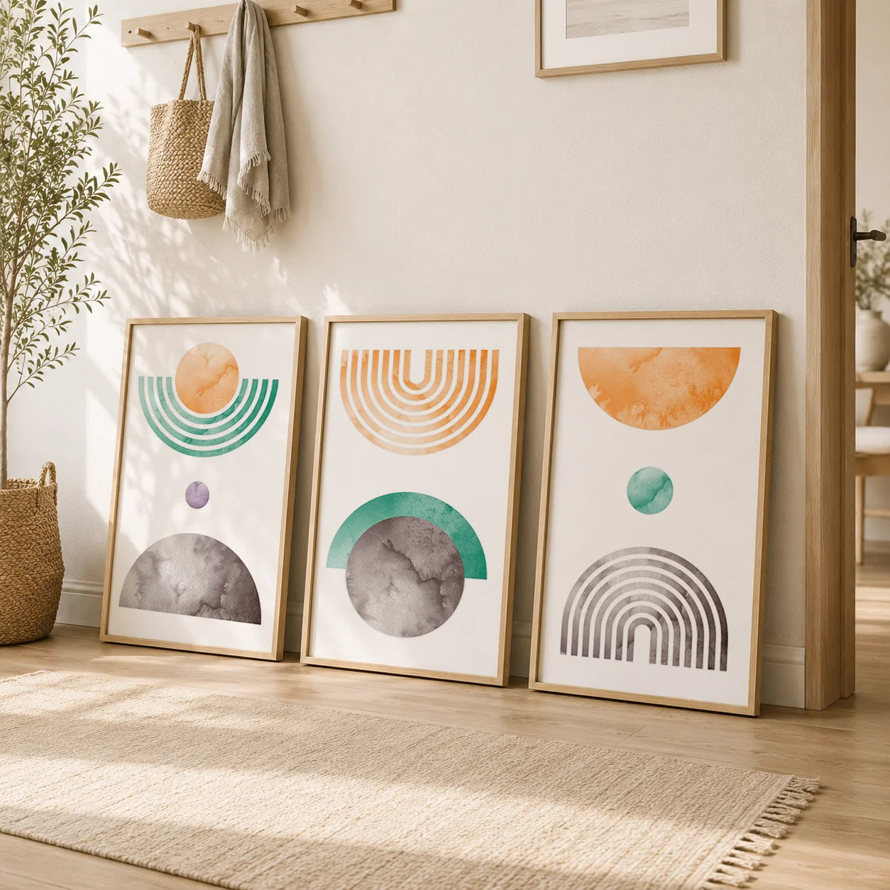Boho Geometric Abstract Canvas Wall Art | Nordic Poster Print Canvas Wall Art Peaceful Pleasures Health and Wellness