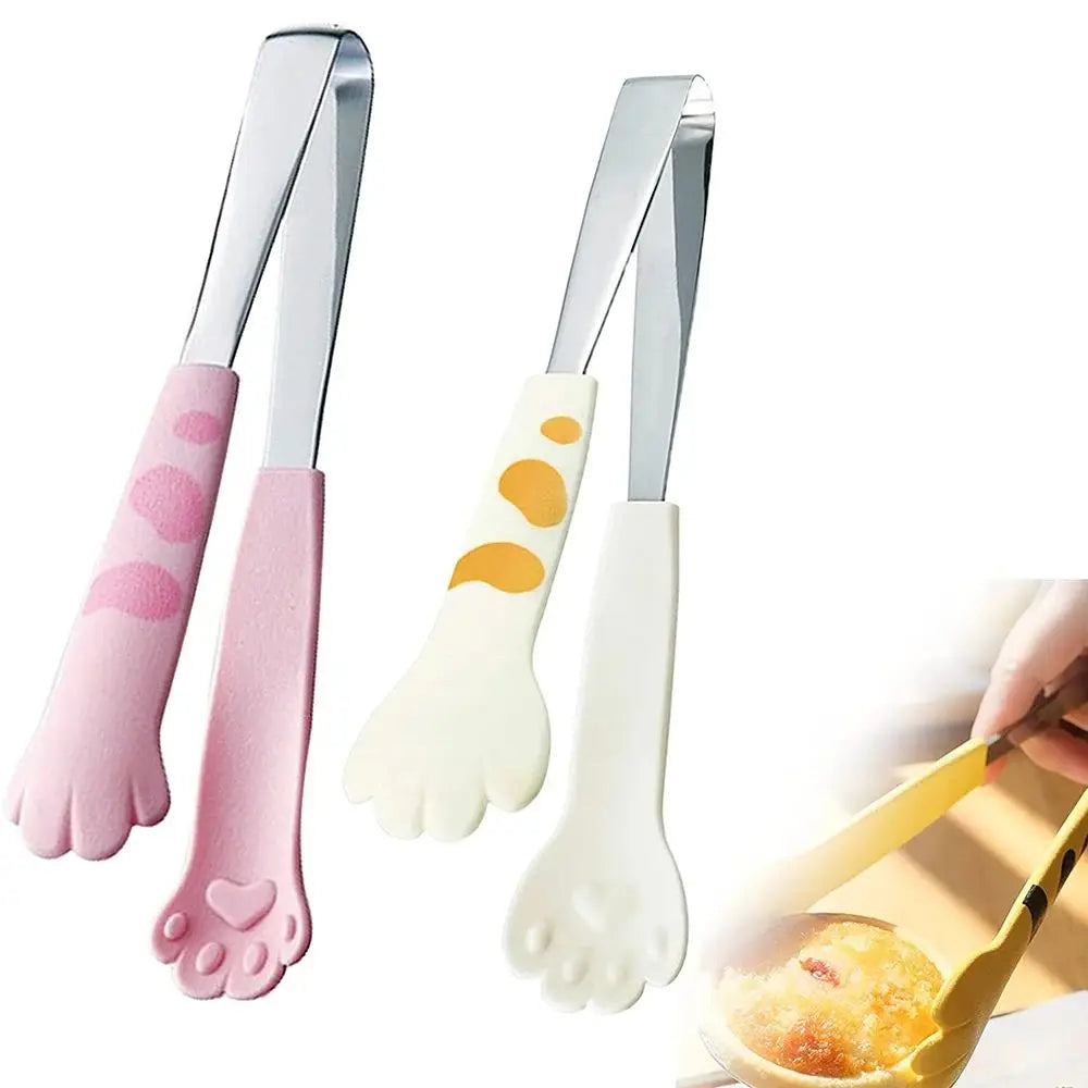 Cartoon Cat Paw Shape Food Tongs Sandwich Baking Clip Kitchen Gadgets Meal Tongs Stainless Steel Barbecue Tongs Peaceful Pleasures Health and Wellness