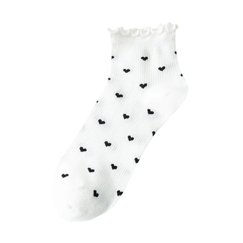 Women's Heart Ruffle Ankle Socks | Korean Fashion Low Cut