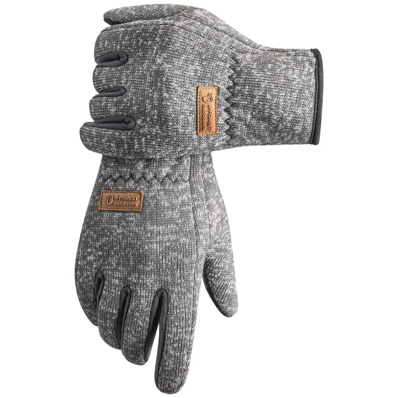 Unisex Winter Fleece-Lined Thermal Gloves with Non-Slip Grip Design Touchscreen Gloves for Cycling, Running, Skiing - Grey/Blue Peaceful Pleasures Health and Wellness