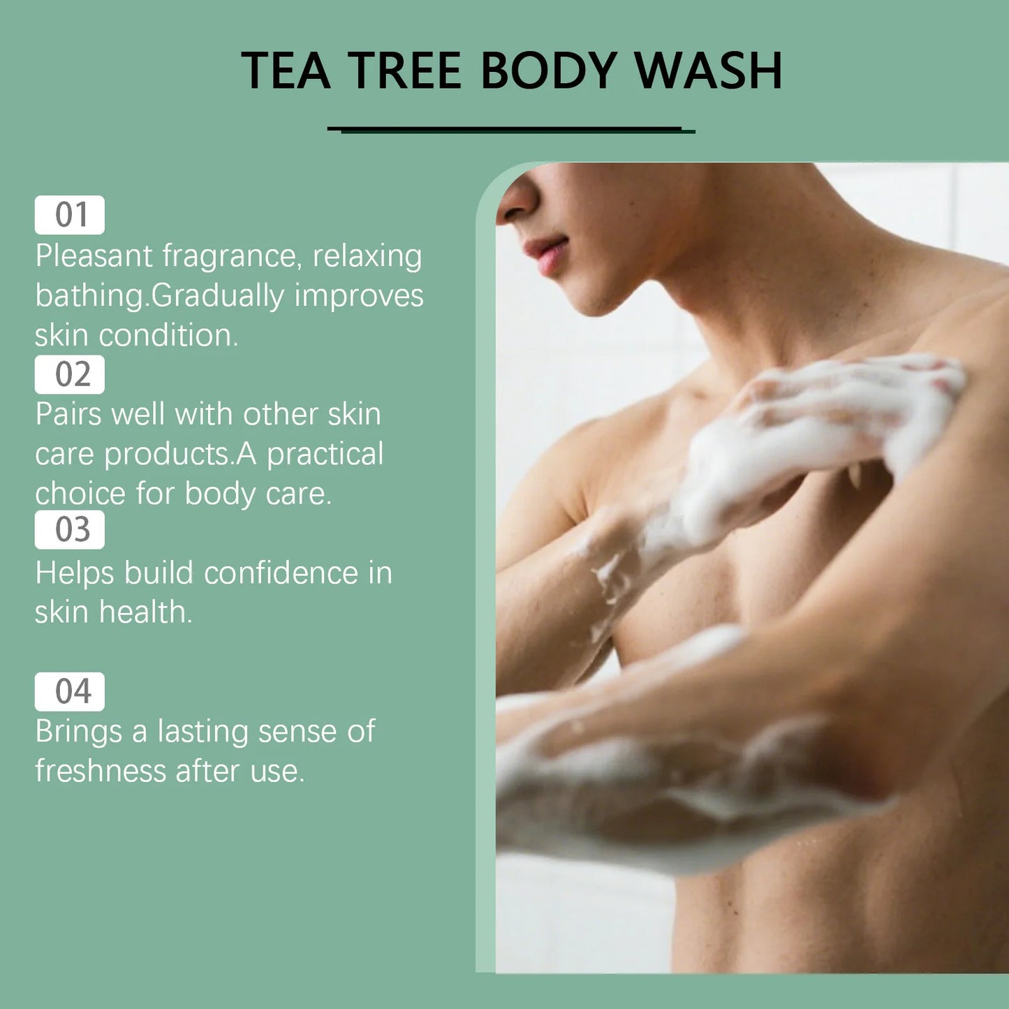 Tea Tree Shower Gel Gentle Cleansing Moisturizing Smoothing Refreshing Brightening Acne Treatment Fragrance Soothing Body Wash Peaceful Pleasures Health and Wellness