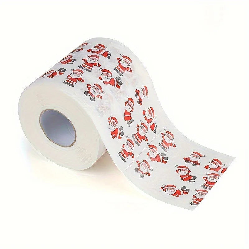 1 roll Christmas Printed Toilet Paper Festival Theme Home Decorations Roll Paper for Home & Festive Atmosphere Decor Supplies Peaceful Pleasures Health and Wellness Santa Claus