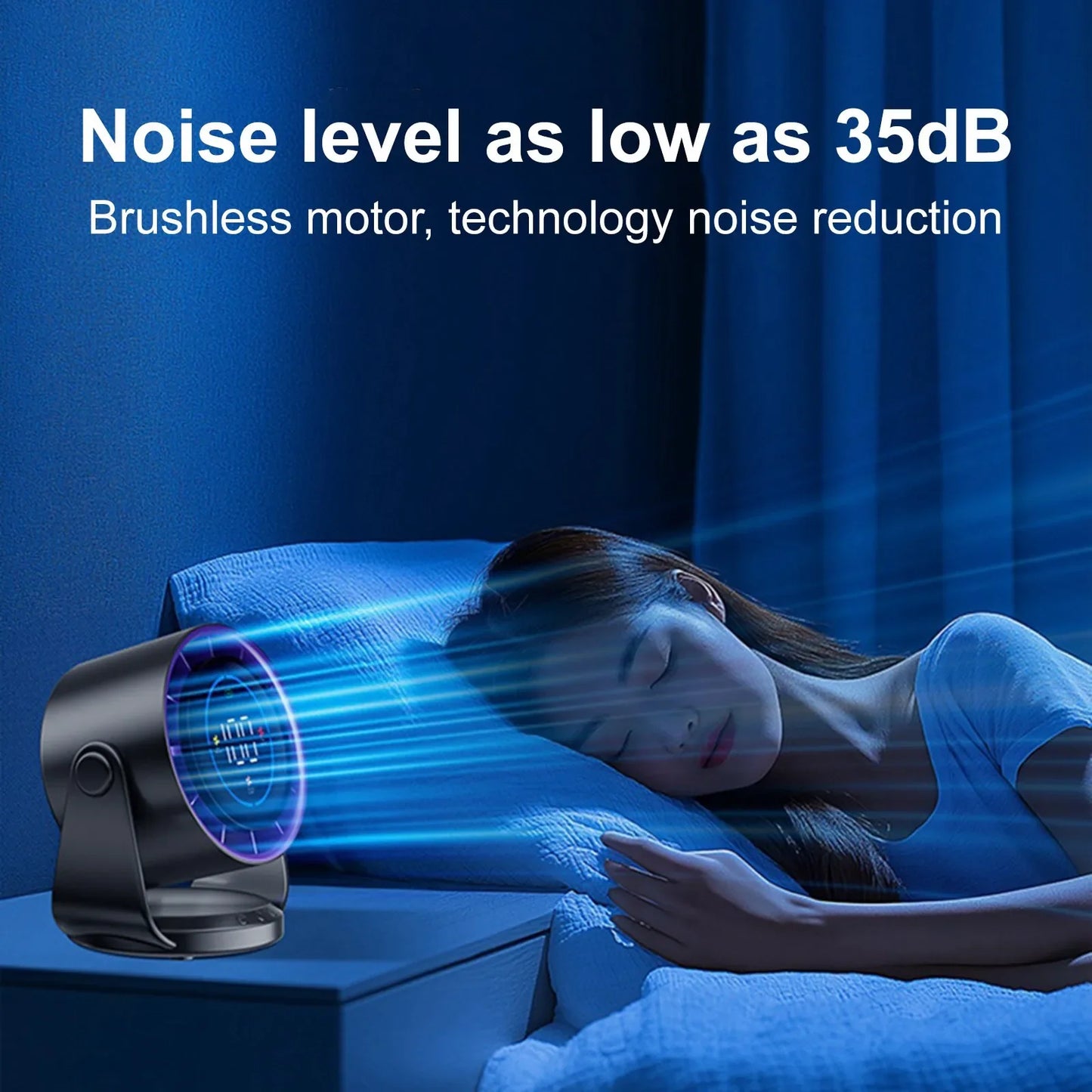 URGGU Rechargeable Clip-On Fan with LED Light | 3 Speeds