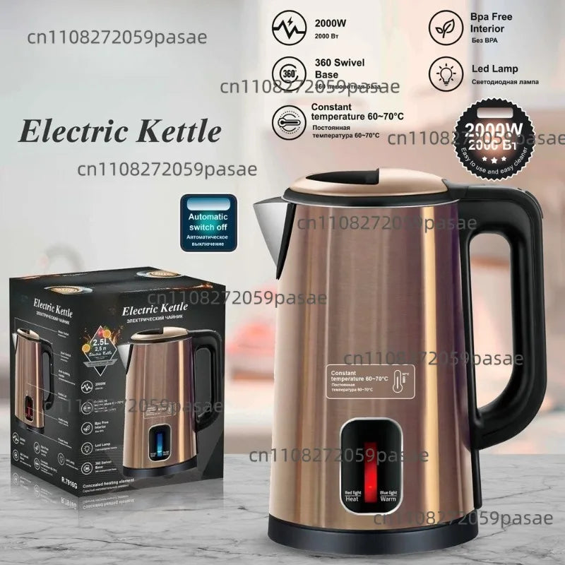 2.5L Stainless Steel Electric Kettle – Auto Shut-Off & Keep Warm