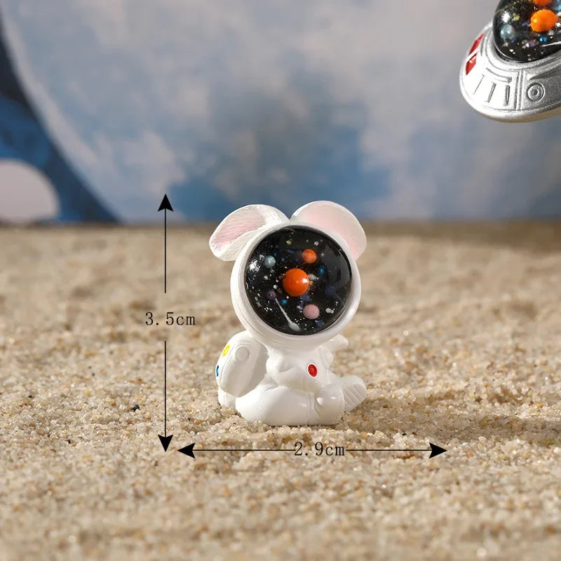 Astronaut Bunny Miniature Figurine | Desk & Home Décor Ornament
