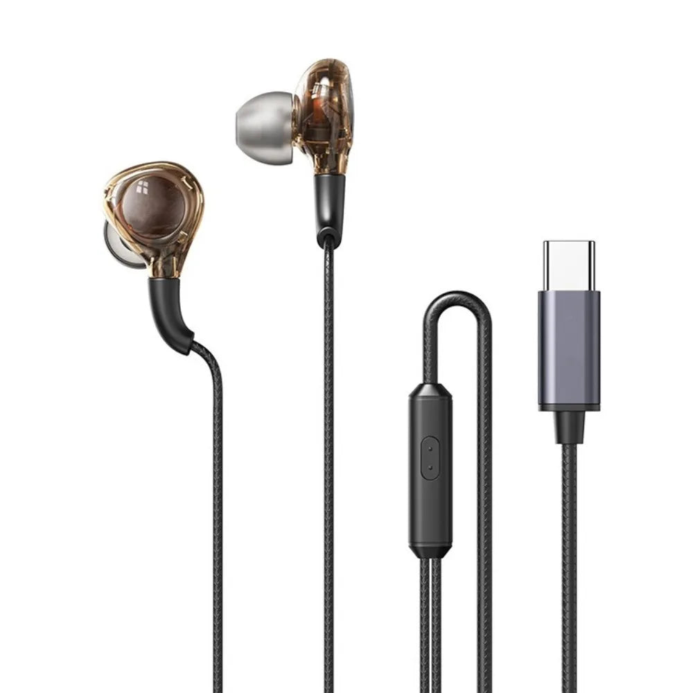 Wired Earphones 3.5mm & Type-C Heavy Bass In-Ear Headset + Mic
