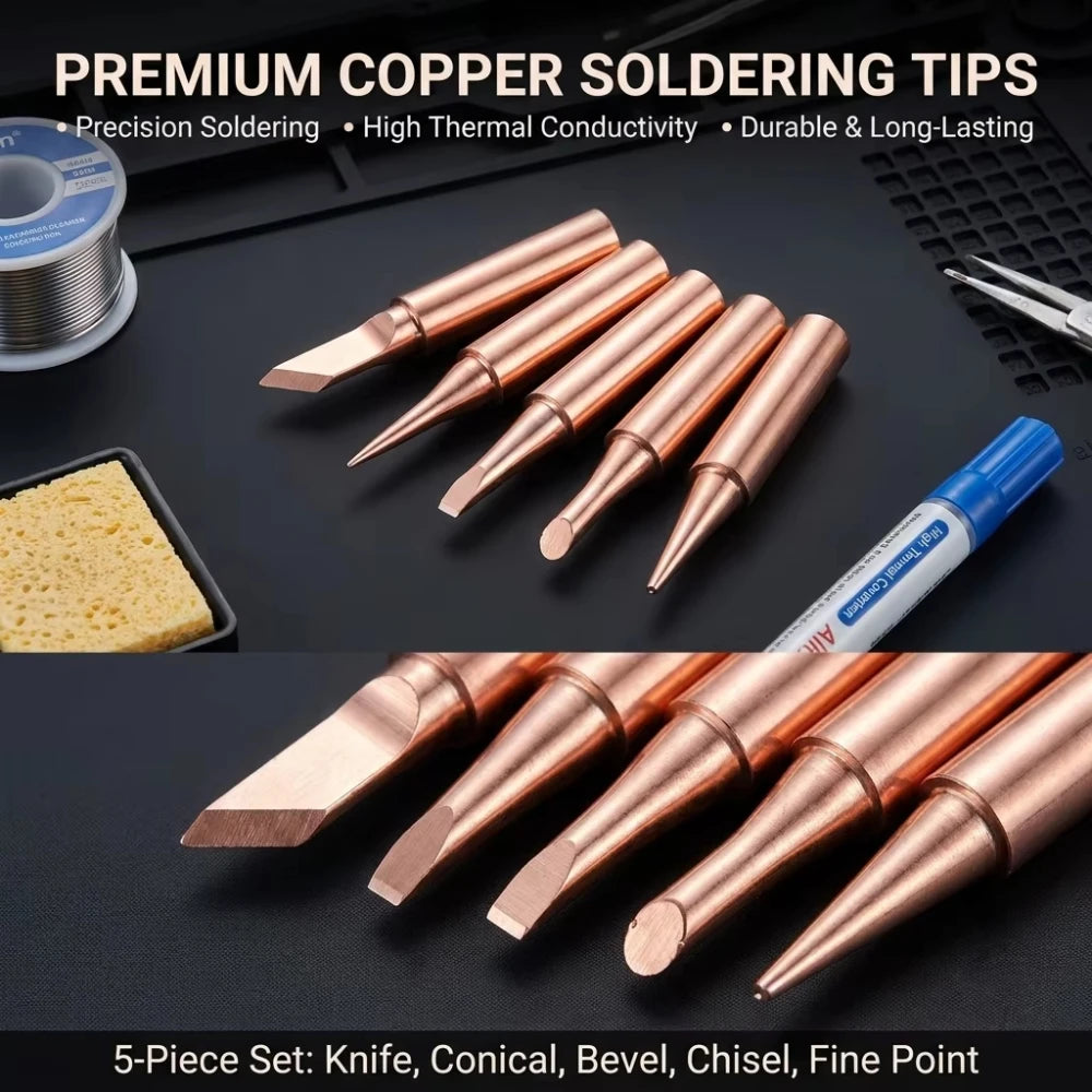 5Pcs 900M Pure Copper Soldering Iron Head Set Inside Hot Bare Copper Electric Soldering Iron Welding Tools for Electronic Repair Peaceful Pleasures Health and Wellness