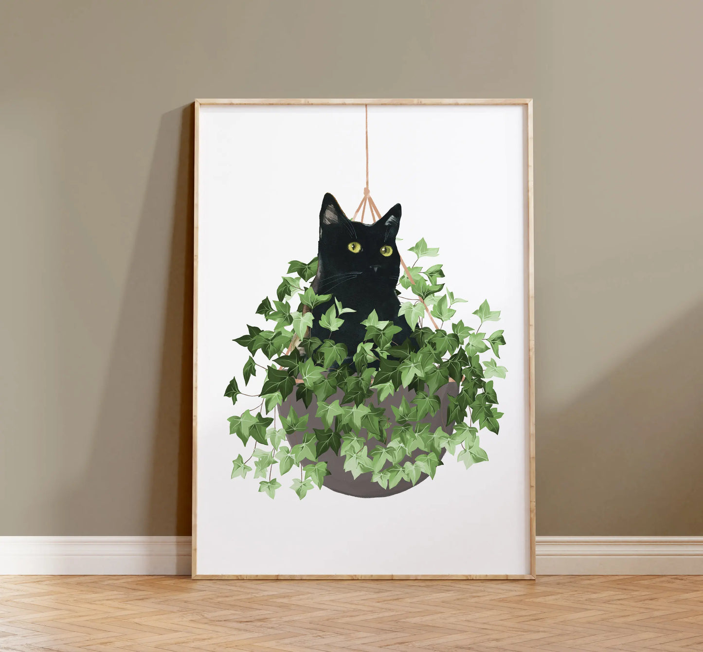 Watercolor Kittens Print Cat and Plant Poster Wall Art Leisurely Cute Kitty Canvas Painting Living Room Bedroom Home Decor Peaceful Pleasures Health and Wellness 05 30x40cm Unframed