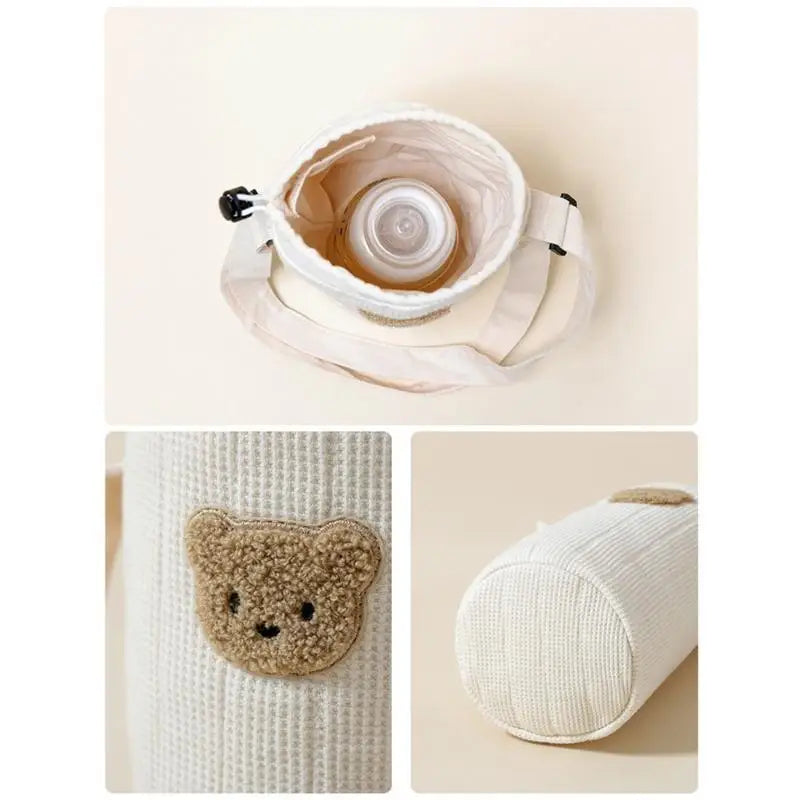 Cute Bear Baby Bottle Bag | Portable Cotton Travel Carry Case