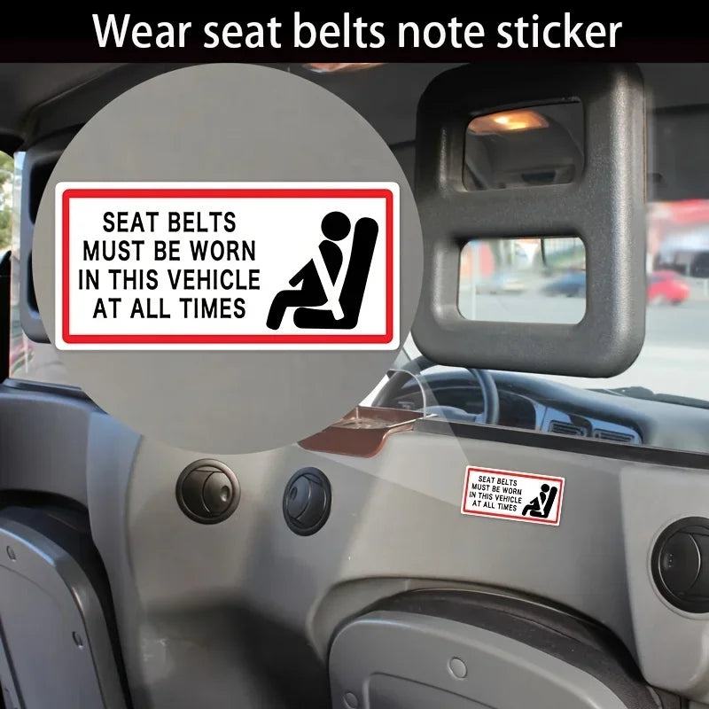 Pack of 6 100mmx50mm Remind Passengers To Wear Seat Belts Sign Stickers - Seat Belts Must Be Worn In This Vehicle Peaceful Pleasures Health and Wellness