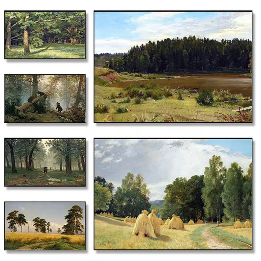 Ivan Shishkin Landscape Canvas Wall Art Print | Unframed Canvas Wall Art Print Peaceful Pleasures Health and Wellness