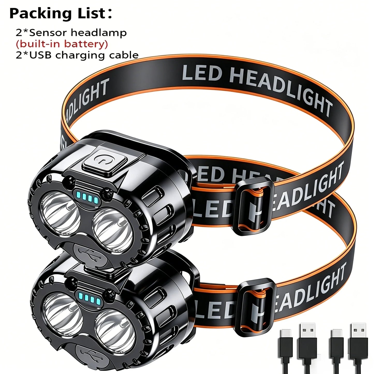 ZHIYU 250LM LED Headlamp – IPX4 Waterproof, Gesture Control