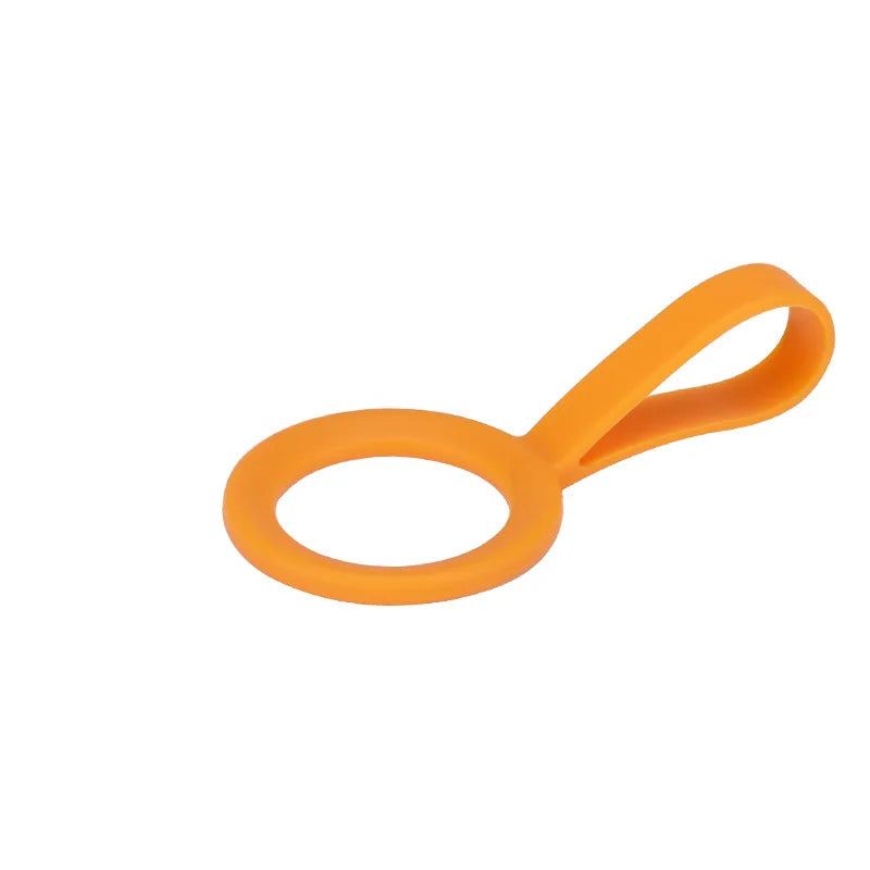 Silicone Kettle Hanging Buckle Sports Water Bottle Holder Handle Carrying Rope for Small Mouth Vacuum Cup Outdoor Camping Tool Peaceful Pleasures Health and Wellness yellowish brown