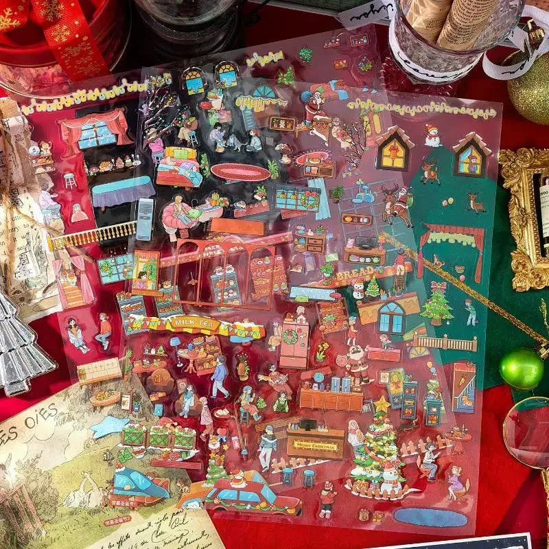 Kawaii Christmas 3D Miniature Scene Stickers – DIY Scrapbook