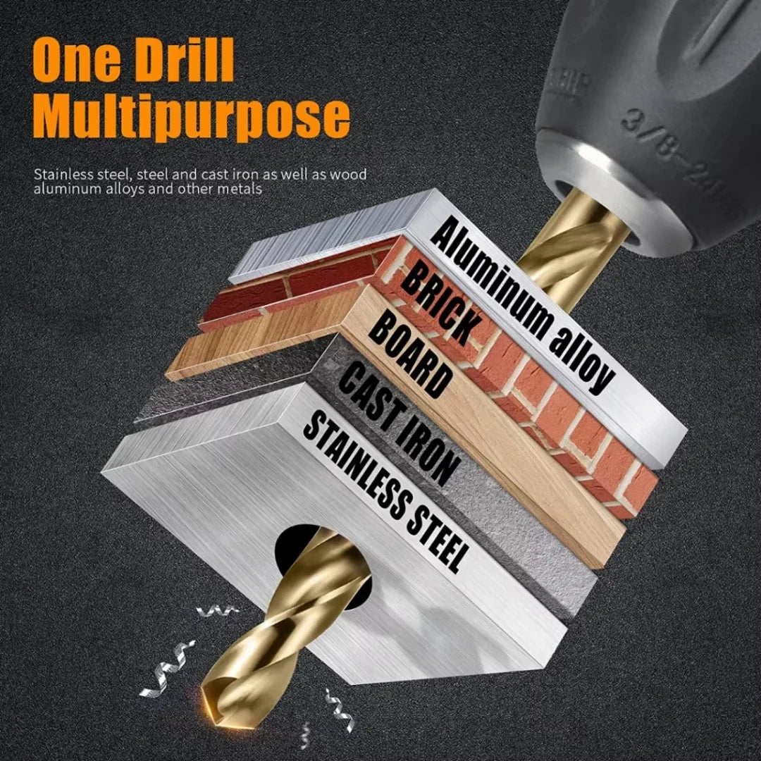 13-Pc HSS Titanium Twist Drill Bit Set 1.5–6.5mm | Metal & PVC
