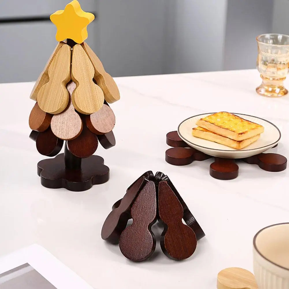 Solid Wood Tree Trivet Mat – Heat-Resistant Pot Holder