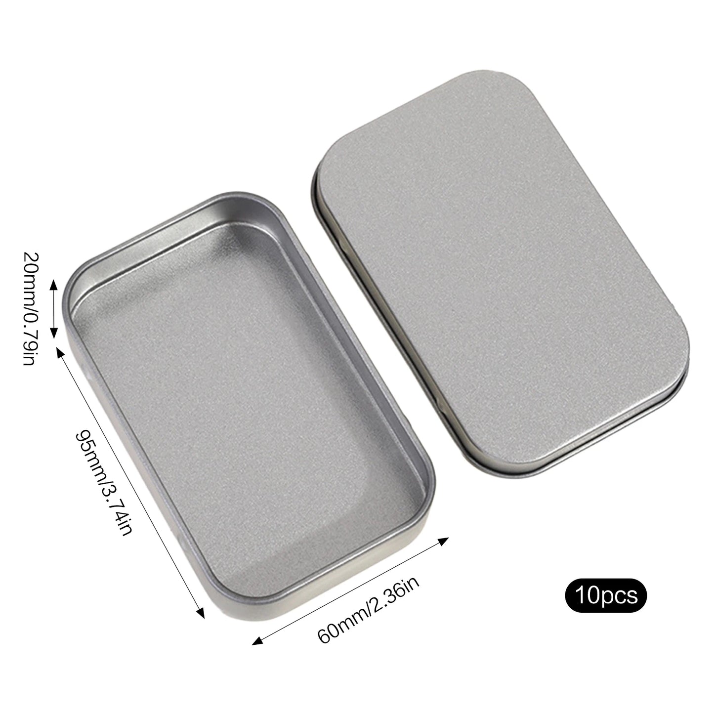10PCS Metal Empty Hinged Tins Box Silvery Metal Hardware Iron Box with Lids for Keychains USB Flash Drive Small Items Peaceful Pleasures Health and Wellness