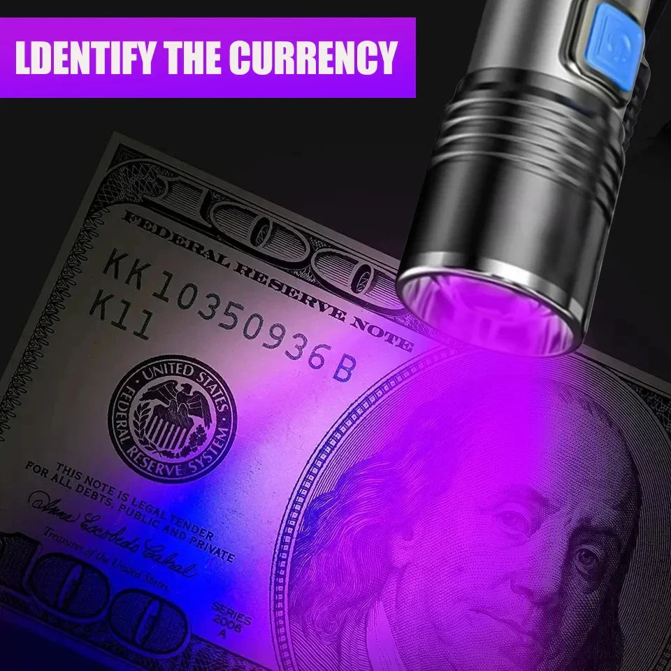395nm UV Blacklight Flashlight | USB Rechargeable, Waterproof