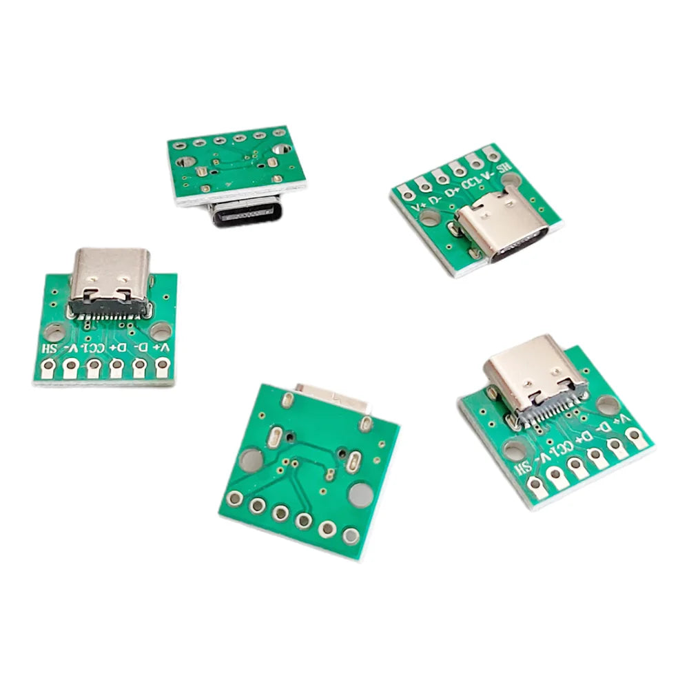 2/5/10pcs 6Solder Joint USB TYPE-C To DIP PCB Connector Needle Free Pinboard Test Board Solder Female Dip Pin Header Adapter Peaceful Pleasures Health and Wellness
