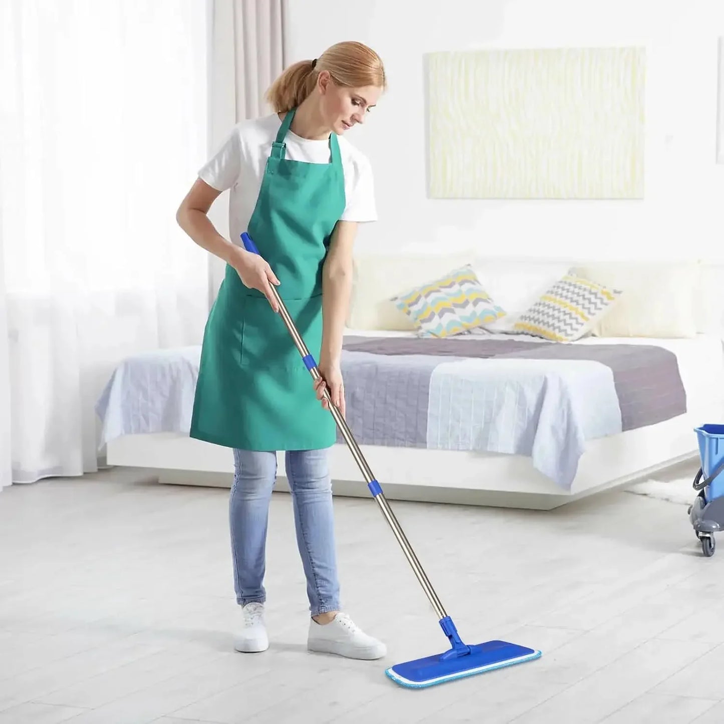 17.5" Professional Microfiber Floor Mop with Adjustable Handle and Washable Pads for Hardwood, Tile Cleaning Peaceful Pleasures Health and Wellness