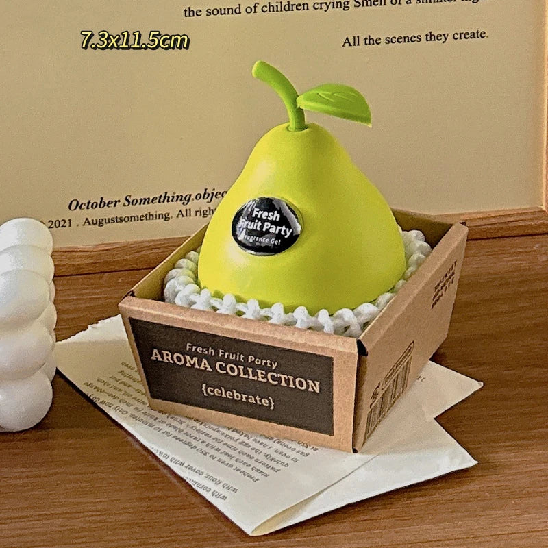 Fruit Shaped Car-mounted Solid Balm Creative Cute Strawberry Apple Home Decor Solid Balm Refreshing Bathroom Toilet Deodorant Peaceful Pleasures Health and Wellness Pear
