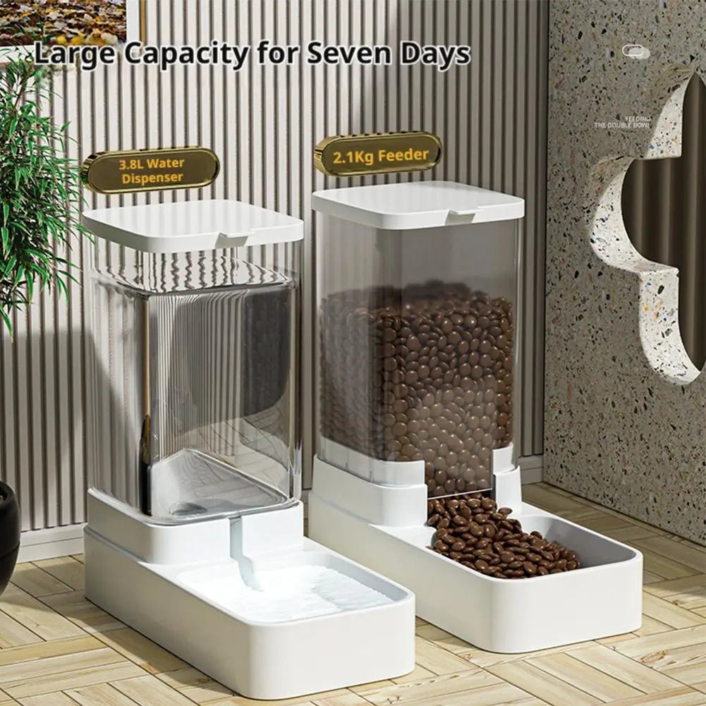 High Quality Large-capacity Pet Feeder Transparent Automatic Feeder Water Dispenser Set New Automatic Feeder Set For Cats Dogs Peaceful Pleasures Health and Wellness
