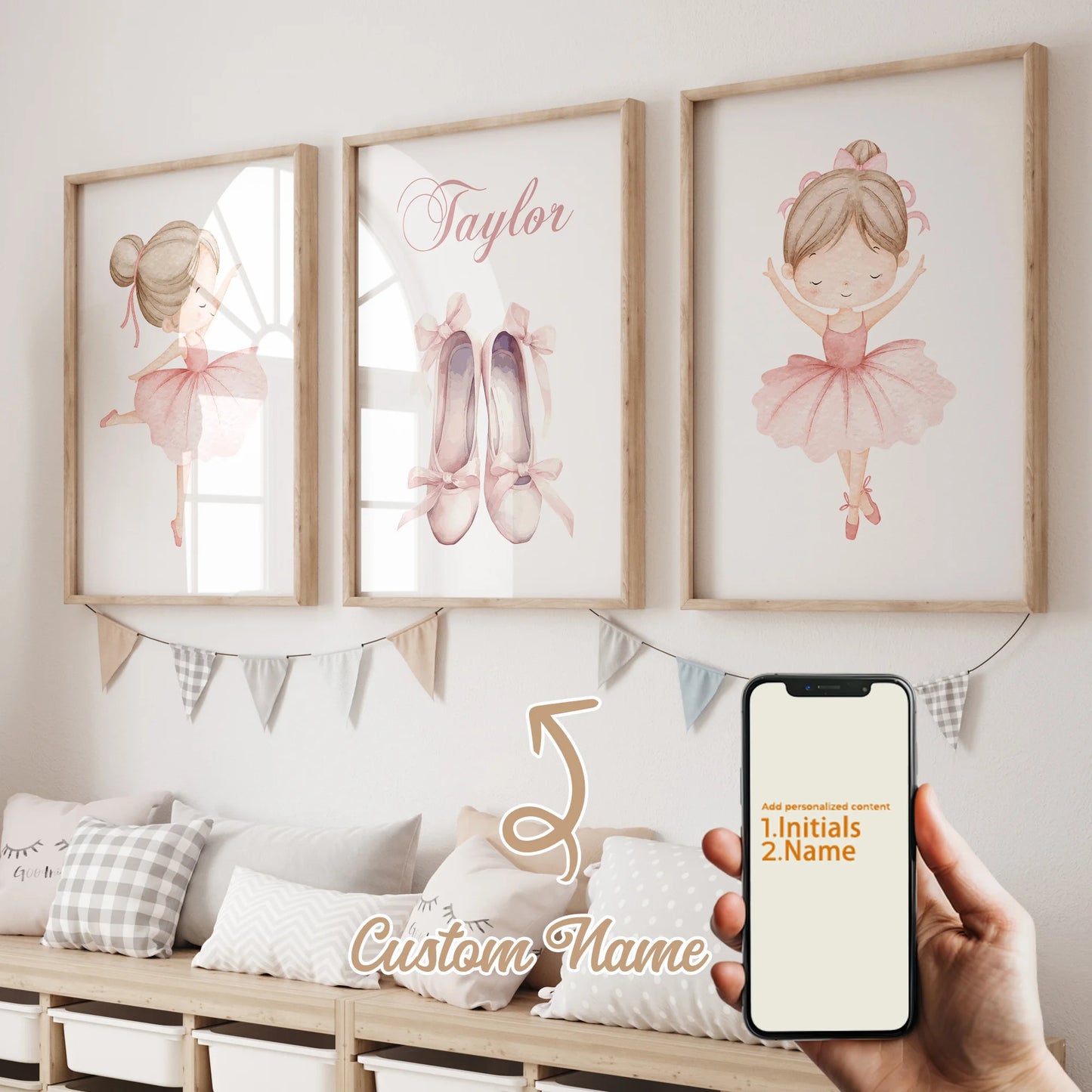 Personalized Ballet Girl Canvas Wall Art | 3-Piece Set