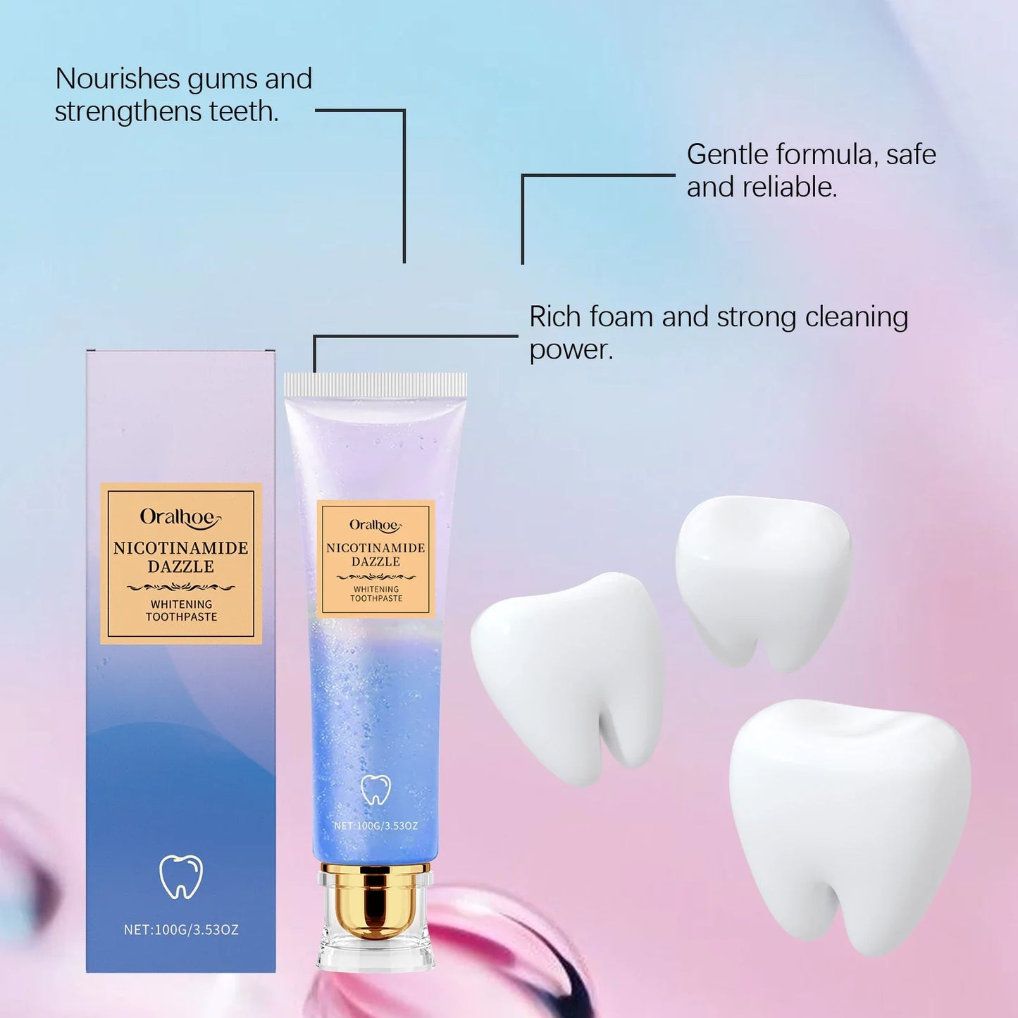 Oralhoe Niacinamide Whitening Toothpaste – Stain & Plaque Remover