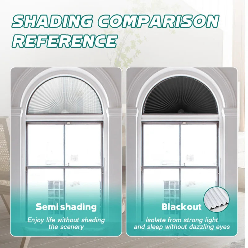 Arched Window Pleated Blinds | Cut-to-Size Light Filtering & Blackout