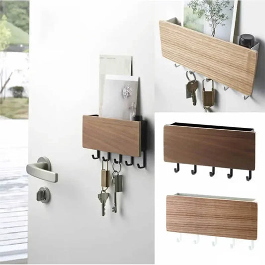 Wall Hanging Bamboo Key Hanger Holder Wall Organizer Rectangle Key Rack Hooks Coat Hooks Home Decoration Coat Hanger Peaceful Pleasures Health and Wellness