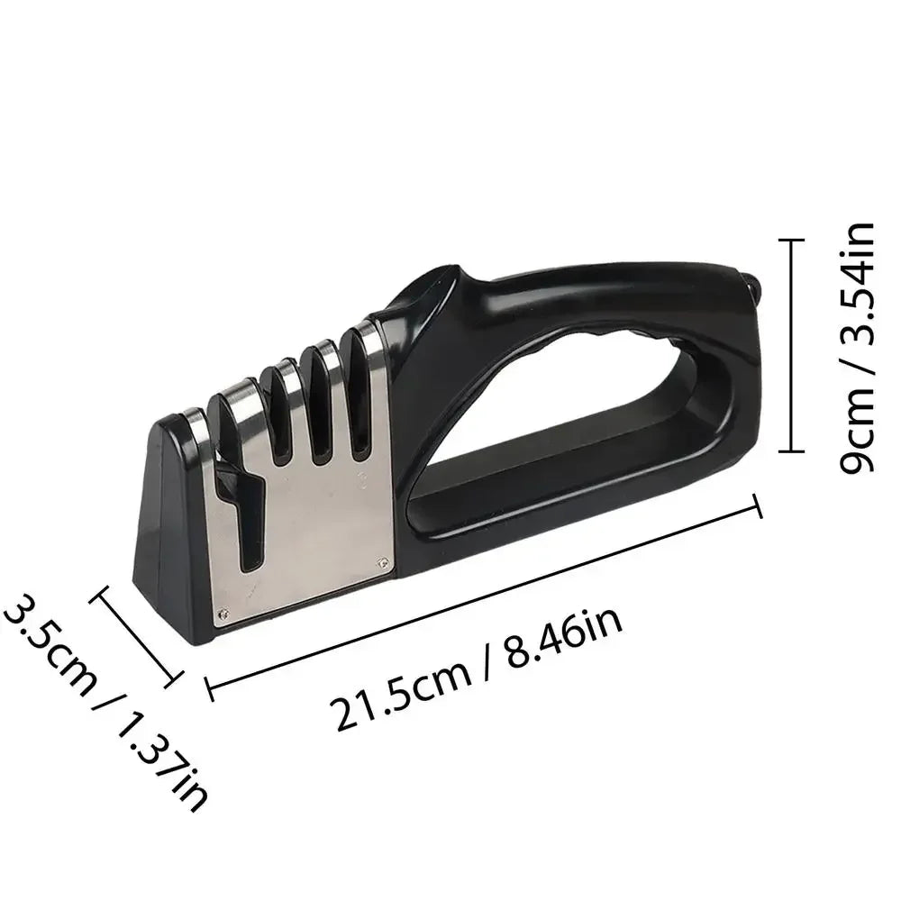 Kitchen 4 Segment Knife Sharpener Multifunctional Portable Non-slip Base Knife Sharpener Household Kitchen Gadgets Accessories Peaceful Pleasures Health and Wellness Black G800 Standard