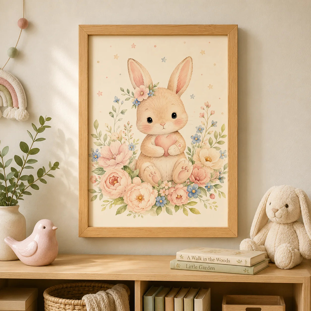 Nursery Animal Wall Art Canvas Painting Watercolor Cartoon Poster Baby Bedroom Home Decor Peaceful Pleasures Health and Wellness