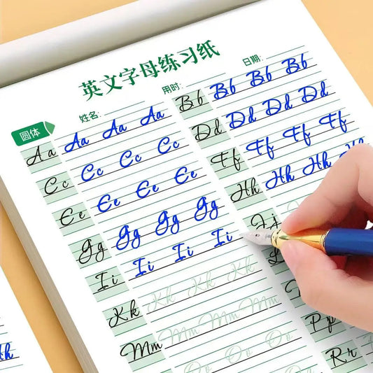 18-Page Cursive English Calligraphy Learning Book Letter Handwriting Peaceful Pleasures Health and Wellness