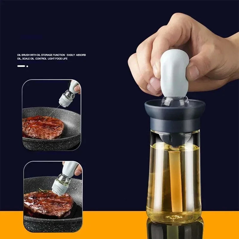 2 in 1 Silicone Dropper Measuring Oil Dispenser Bottle Glass Olive Oil Dispenser Bottle With Silicone Brush Cooking Kitchen Tool Peaceful Pleasures Health and Wellness