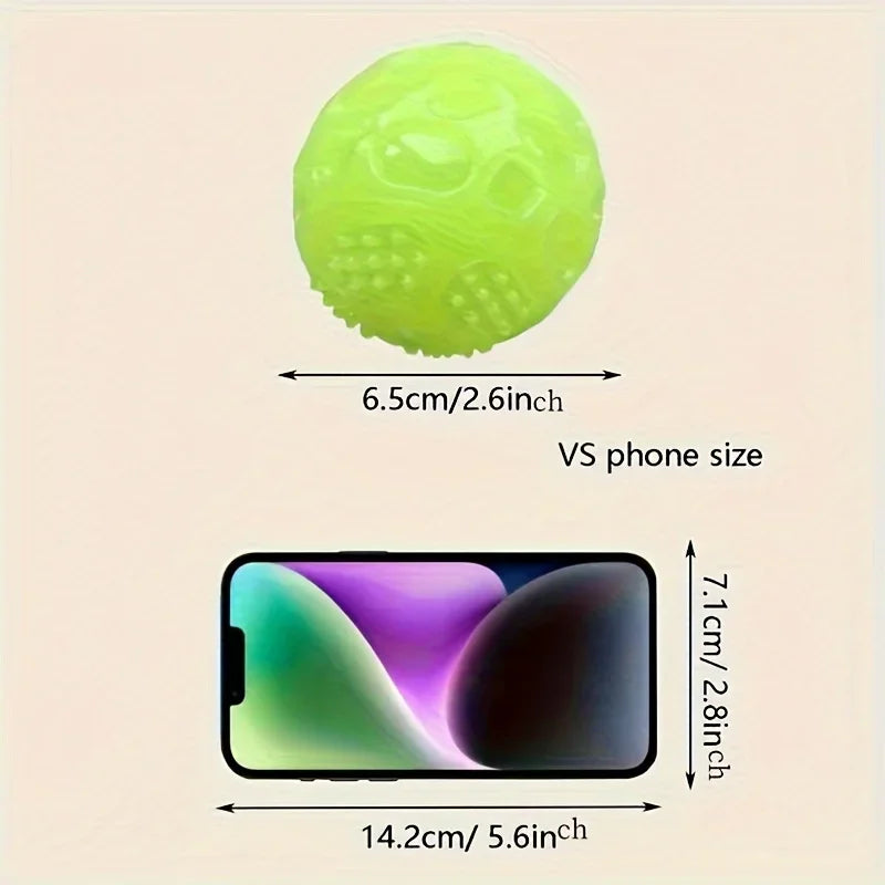 Glow in the Dark Dog Toy Ball – Squeaky TPR Chew & Teeth Cleaner