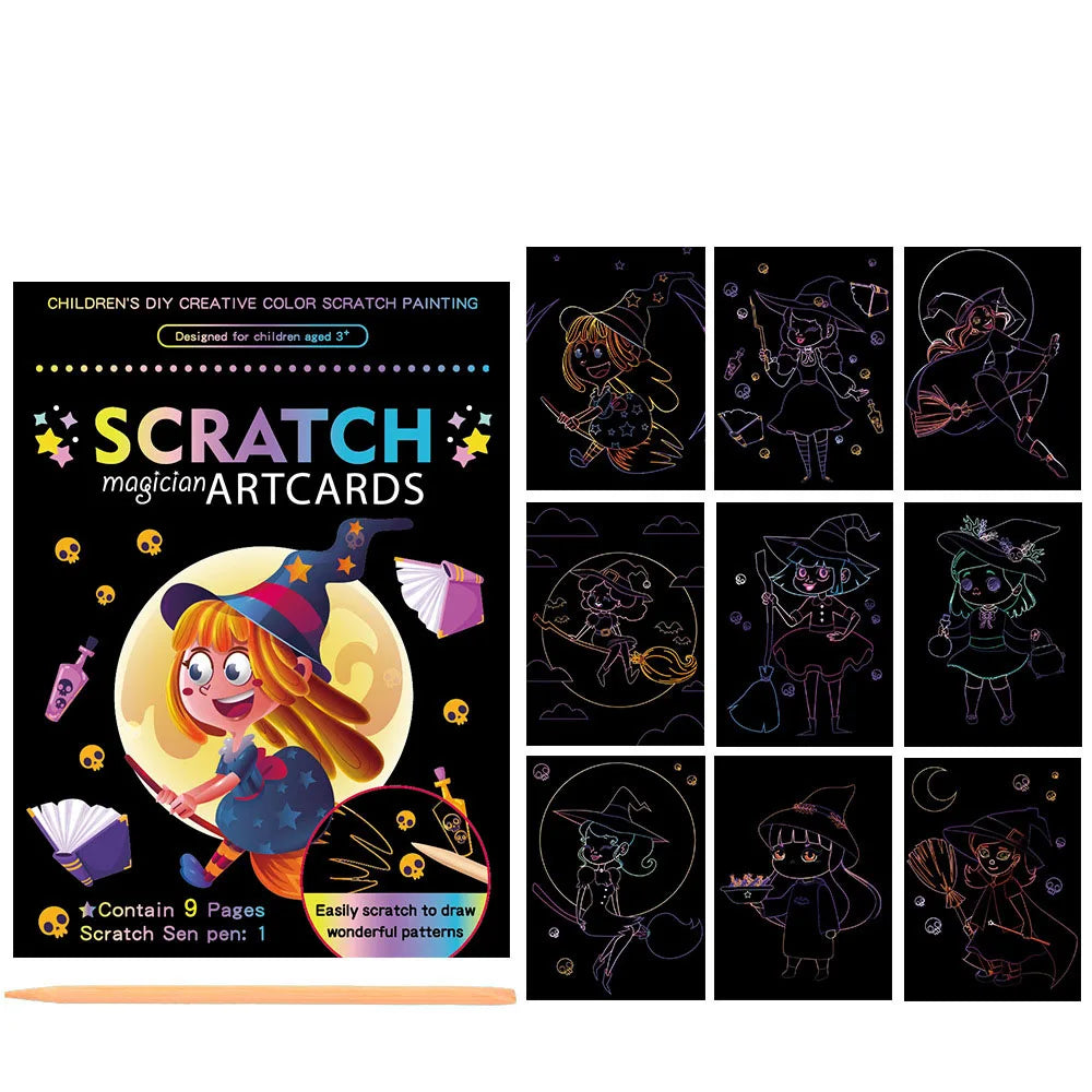 Children Scratch Painting Magic Rainbow Colors Art Card Books Early