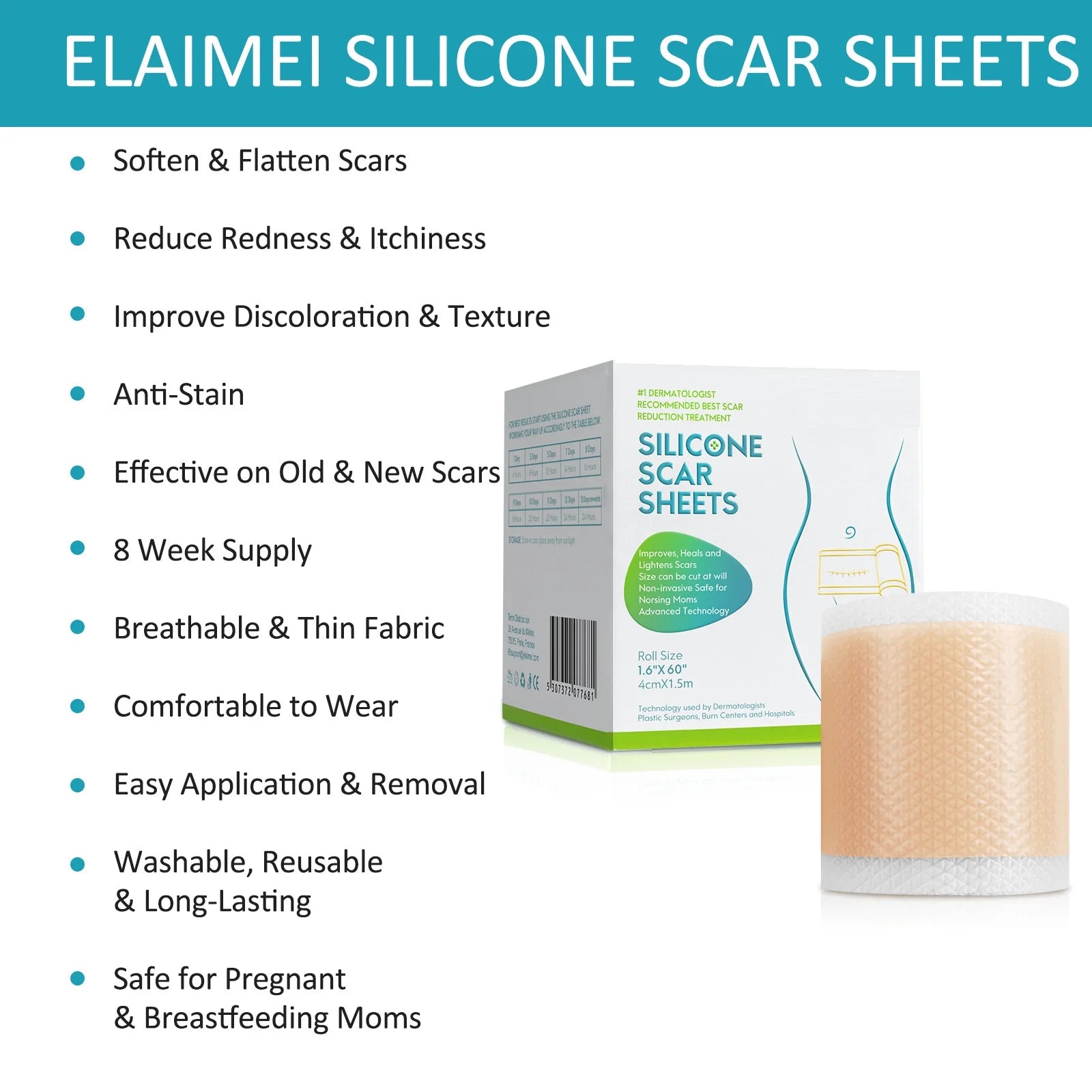 1/2Rolls 4cmx150cm Silicone Scar Sheets Removal Strips Silicone Gel Strip Acne Keloid Surgery Burn Treatment Scar Patch NO B Peaceful Pleasures Health and Wellness