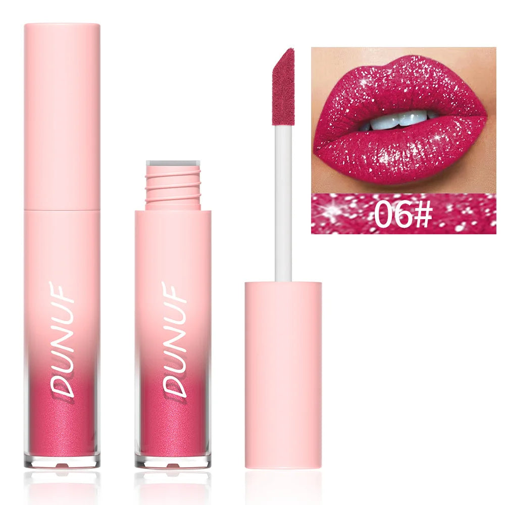 DUNUF Glitter Lip Gloss 18 Colors | Diamond Shimmer Liquid Lipstick