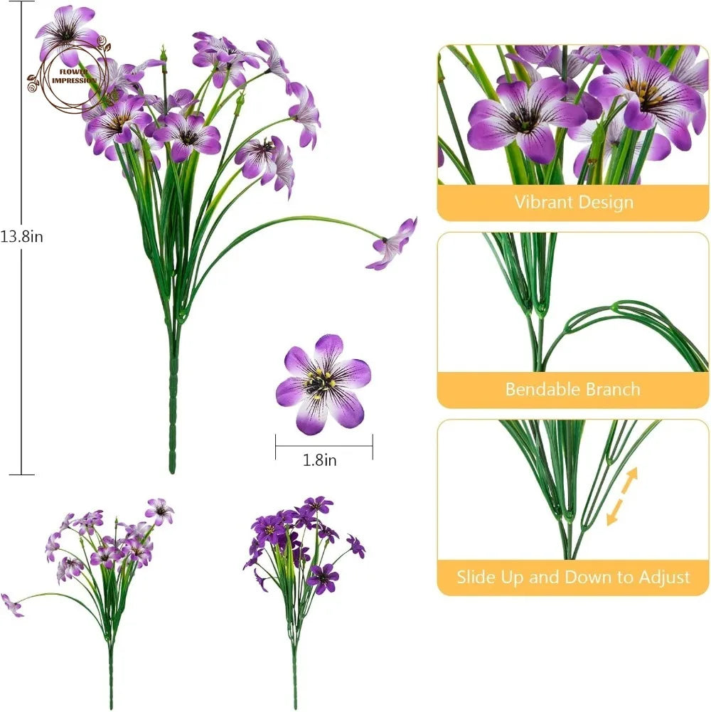 6-Pack UV Resistant Artificial Pansy Silk Flowers – Indoor & Outdoor