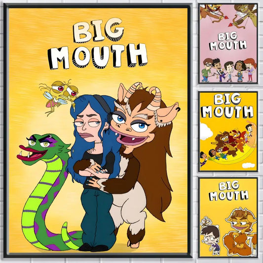 Cartoon Big Mouth HD Waterproof Self-Adhesive Wall Art Poster Wall Art Poster Peaceful Pleasures Health and Wellness
