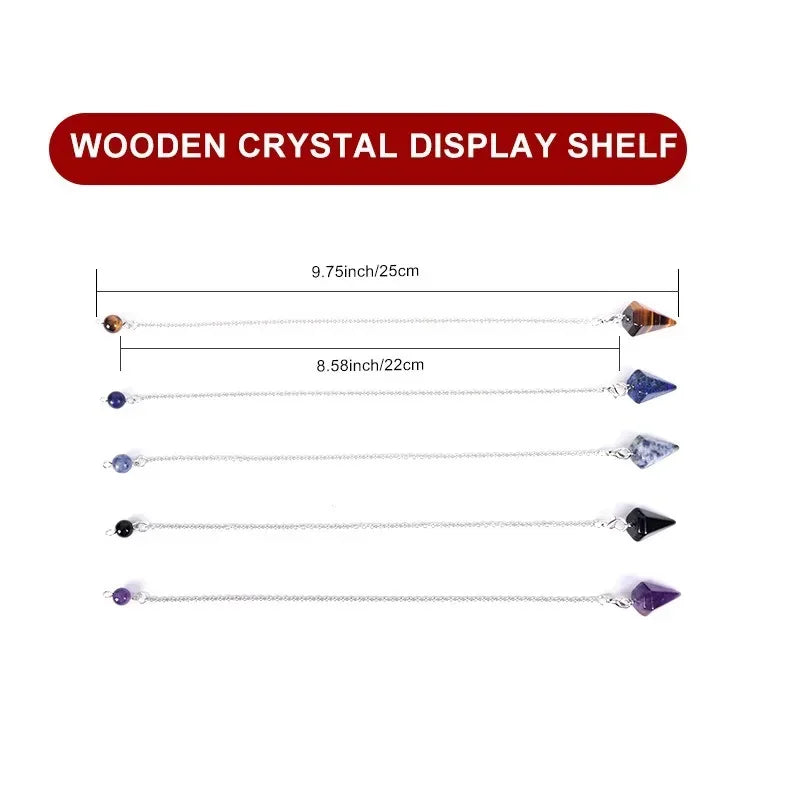 Wood Pendulum Crystal Display Stand | Moon Phase Wiccan Holder
